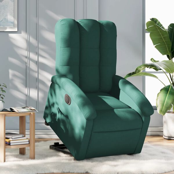 vidaXL Fauteuil inclinable &eacute;lectrique vert fonc&eacute; tissu