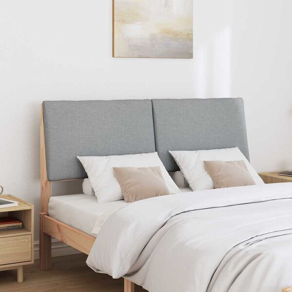 vidaXL T&ecirc;te de lit capitonn&eacute;e Gris clair 150 cm Pin massif