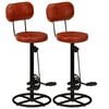 vidaXL Tabourets de bar lot de 2 noir/marron cuir de ch&egrave;vre v&eacute;ritable