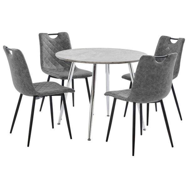 vidaXL Ensemble de salle &agrave; manger 5 pcs Similicuir Gris fonc&eacute;
