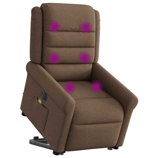 vidaXL Fauteuil inclinable de massage &eacute;lectrique Marron Tissu