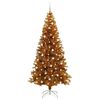 vidaXL Sapin de No&euml;l avec 300 LED avec support Dor&eacute; 240 cm PET