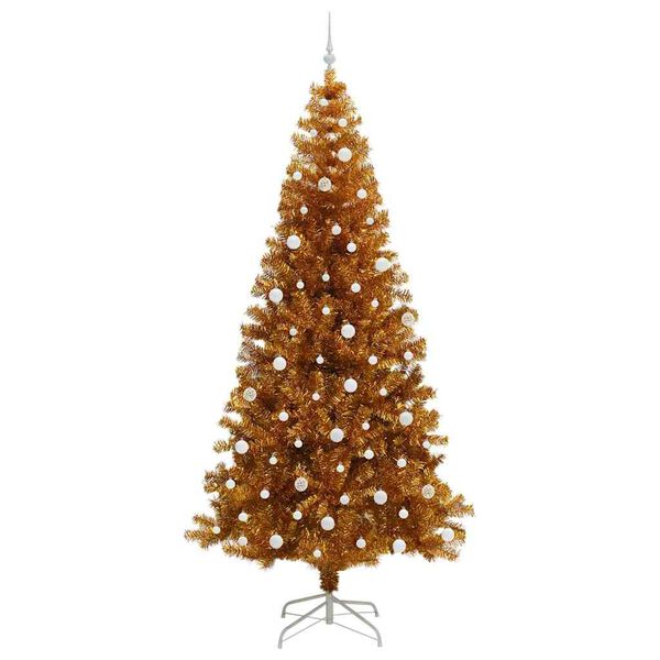 vidaXL Sapin de No&euml;l avec 300 LED avec support Dor&eacute; 240 cm PET