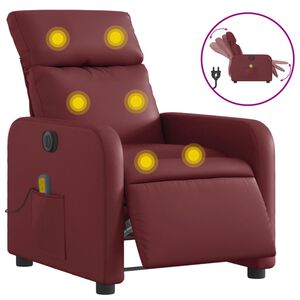 vidaXL Fauteuil de massage inclinable &eacute;lectrique rouge bordeaux