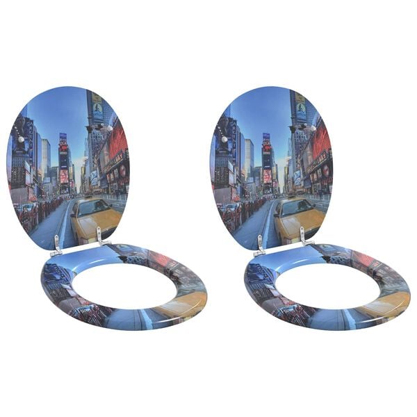 vidaXL Si&egrave;ge de toilette 2 pcs Gris 44 x 38 cm Panneau MDF