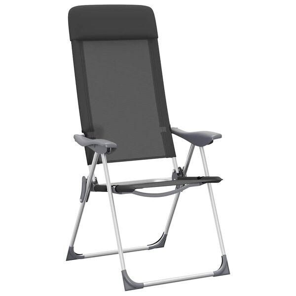 vidaXL Chaise pliante de camping lot de 2 Noir Aluminium