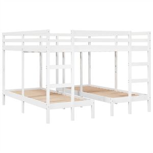 vidaXL Lit superpos&eacute; triple blanc 200x200/80x200 cm bois de pin massif