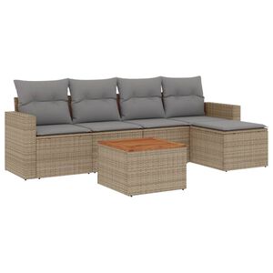 vidaXL Salon de jardin avec coussins 6 pcs beige r&eacute;sine tress&eacute;e
