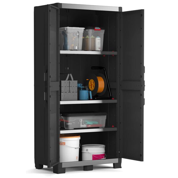 Keter Armoire de rangement et &eacute;tag&egrave;res Garage XL Noir et argent&eacute; 188cm