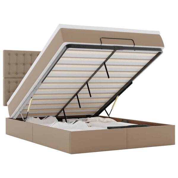 VidaXL Cadre de lit ottoman et matelas cappuccino 140x190cm similicuir