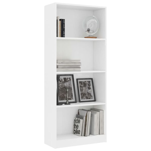 vidaXL Bibliothèque à 4 niveaux Blanc 60x24x142 cm Bois d’ingénierie