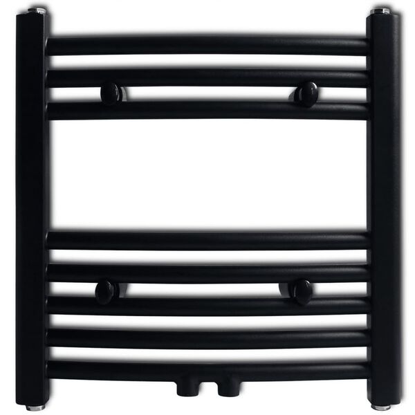 vidaXL Sèche-serviettes eau chaude à rails incurvés noir 480 x 480 mm