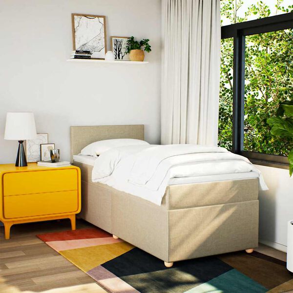 vidaXL Sommier &agrave; lattes de lit avec matelas Cr&egrave;me 80x200 cm Tissu