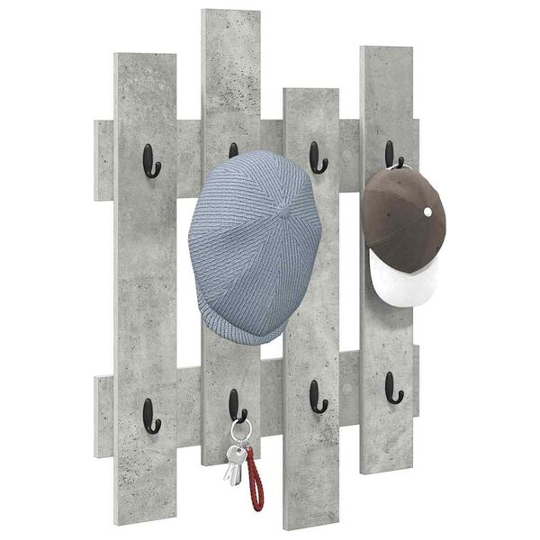vidaXL Porte-manteau mural Gris b&eacute;ton 60 x 3 x 82 cm Bois d'ing&eacute;nierie