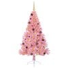 vidaXL Sapin de No&euml;l artificiel pr&eacute;-&eacute;clair&eacute; Rose 180 cm PVC