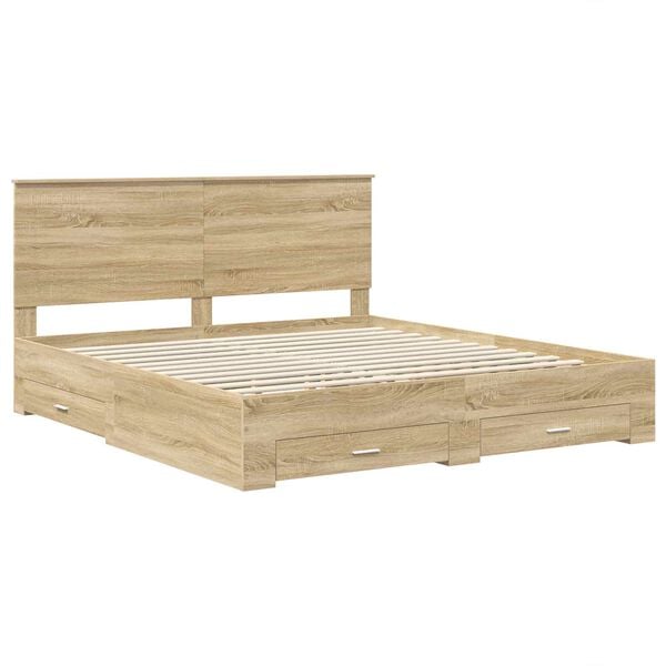 vidaXL Cadre de lit Ch&ecirc;ne Sonoma 200 x 200 cm Bois d'ing&eacute;nierie