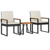 vidaXL Ensemble de meubles d'ext&eacute;rieur 3 pcs Noir et blanc cr&egrave;me