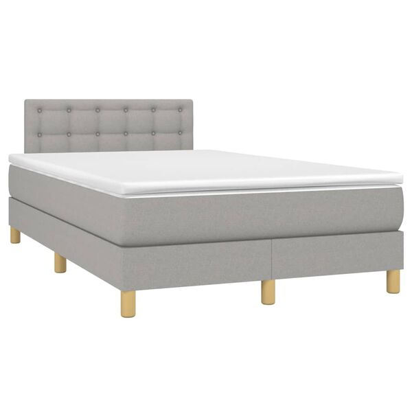 vidaXL Sommier &agrave; lattes de lit matelas LED Gris clair 120x200 cm Tissu