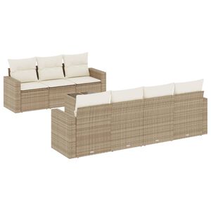 vidaXL Salon de jardin avec coussins 8 pcs beige r&eacute;sine tress&eacute;e