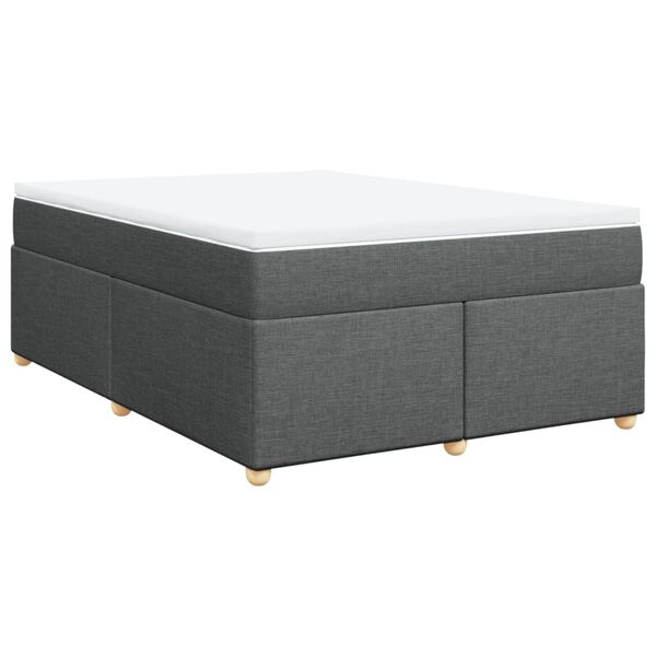 vidaXL Sommier &agrave; lattes de lit avec matelas Gris fonc&eacute; 140x190cm Tissu