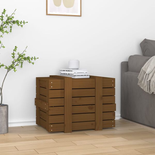 vidaXL Boîte de rangement Marron miel 58x40,5x42 cm Bois massif pin