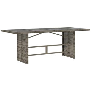 vidaXL Table de jardin dessus en verre gris 190x80x74cm r&eacute;sine tress&eacute;e