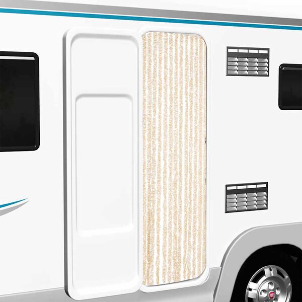 vidaXL Rideau anti-mouches beige et blanc 56x200 cm chenille