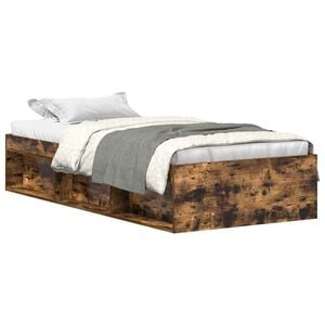 vidaXL Cadre de lit sans matelas ch&ecirc;ne fum&eacute; 90x200 cm
