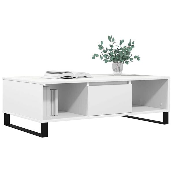vidaXL Table basse blanc 104x60x35 cm bois d'ing&eacute;nierie