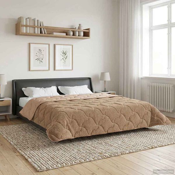 vidaXL Duvet d'&eacute;t&eacute; simple Matelass&eacute; Taupe 220 x 260 cm