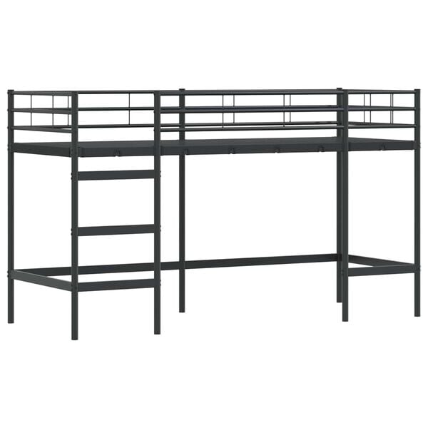vidaXL Lit mezzanine pour enfants Noir 75 x 190 cm