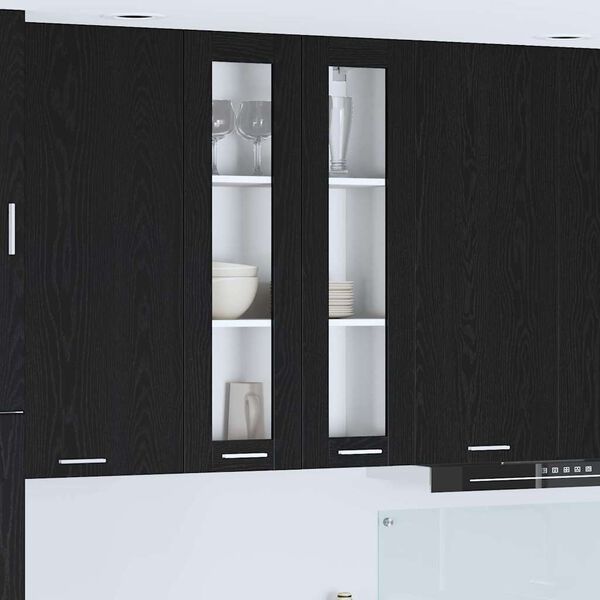 vidaXL Armoire suspendue avec porte Riga Ch&ecirc;ne noir 60 x 31 x 100 cm