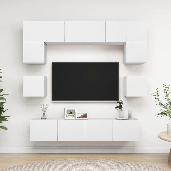 vidaXL Ensemble de meubles TV 8 pcs Blanc Bois d'ing&eacute;nierie