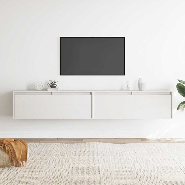 vidaXL Armoires murales 2 pcs Blanc 100x30x35 cm Bois de pin massif