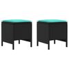 vidaXL Pouf de Jardin 2 Pi&egrave;ce Noir et turquoise 38 x 38 x 45 cm