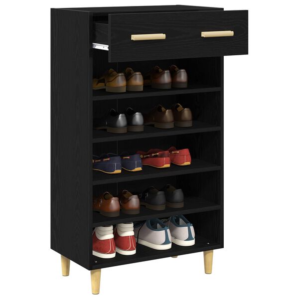 vidaXL Cabinet &agrave; chaussures avec tiroir Ch&ecirc;ne noir 60 x 35 x 105 cm