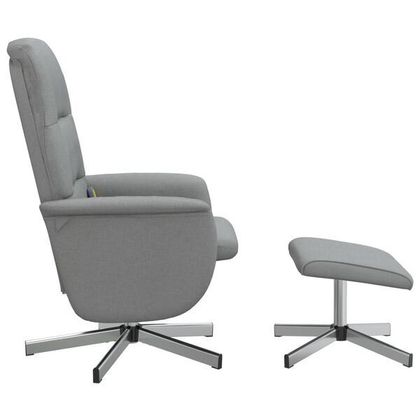 vidaXL Fauteuil inclinable de massage et repose-pied gris clair tissu