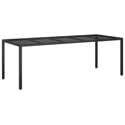 vidaXL Table de jardin Noir 250x100x75 cm Verre trempé et poly rotin