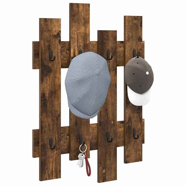 vidaXL Porte-manteau mural Ch&ecirc;ne fum&eacute; 60 x 3 x 82 cm Bois d'ing&eacute;nierie