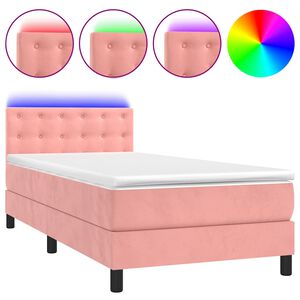 vidaXL Sommier &agrave; lattes de lit avec matelas et LED Rose 80x200 cm