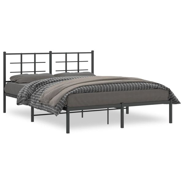 vidaXL Cadre de lit métal sans matelas avec tête de lit noir 150x200cm