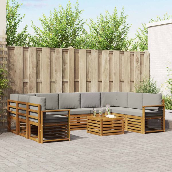 vidaXL Ensembles de canap&eacute;s avec coussin 10 pcs Gris Naturel et Clair