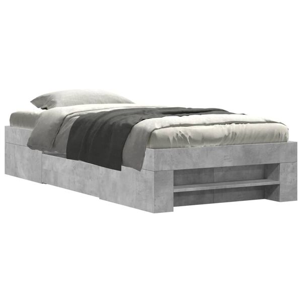 vidaXL Cadre de lit sans matelas gris béton 90x190cm bois d'ingénierie