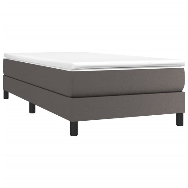 vidaXL Sommier à lattes de lit avec matelas Gris 80x200 cm Similicuir