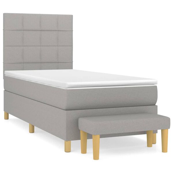 vidaXL Sommier &agrave; lattes de lit avec matelas Gris clair 80x200 cm Tissu