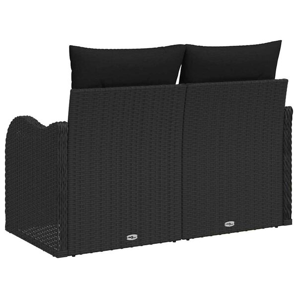 vidaXL Canap&eacute; de jardin avec coussin Noir 121 x 62 x 69cm polyrotin