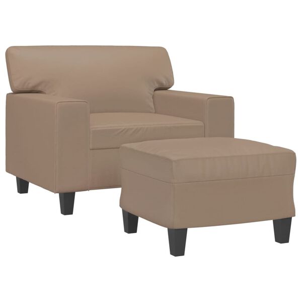 vidaXL Fauteuil avec repose-pied Cappuccino 60 cm Similicuir