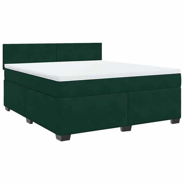 vidaXL Sommier &agrave; lattes de lit et matelas Vert fonc&eacute; 180x200cm Velours