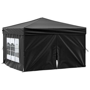 vidaXL Tente de r&eacute;ception pliable avec parois Noir 3x3 m