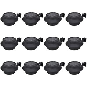 vidaXL Lampes solaires &agrave; LED d'ext&eacute;rieur pour cl&ocirc;ture 12 pcs Noir